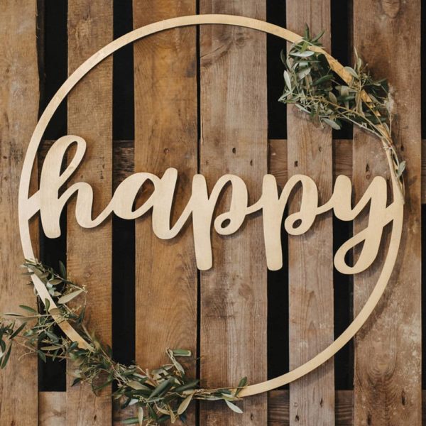 Dekoring "happy" in gold