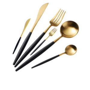 Besteck Schwarz Gold Set 6-teilig