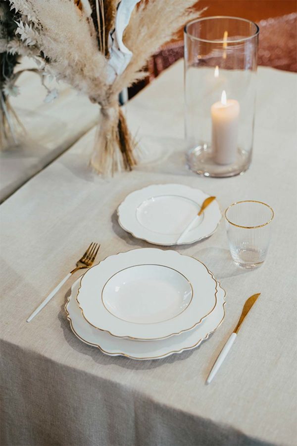 Teller Set "Elegance white/rosé shine"  aus Porzellan