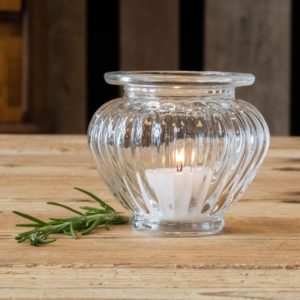 Abgerundeter Teelichthalter aus Glas