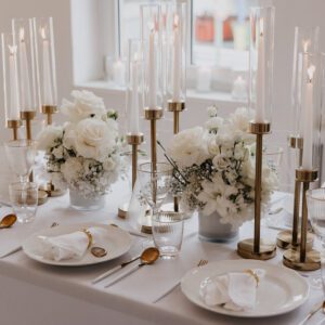 Kerzenständer mit Glasaufsatz in gold 3er Set