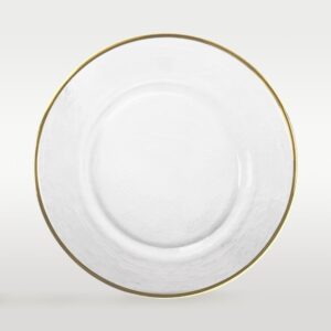 Platzteller Glas mit Goldrand milchig ⌀ 33cm