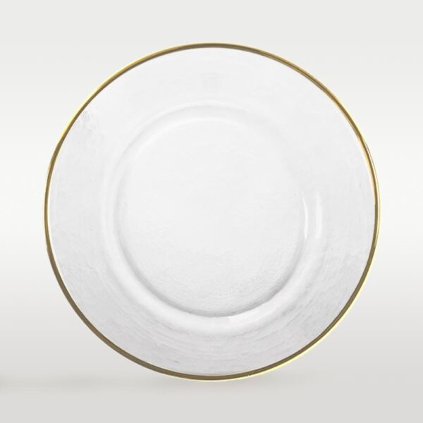 Platzteller Glas mit Goldrand milchig ⌀ 33cm