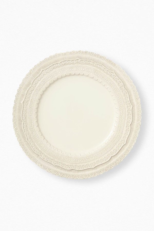 Platzteller "Lace Plate" in ecru / offwhite ⌀ 33cm