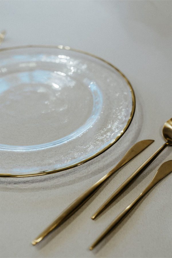 Platzteller Glas mit Goldrand milchig ⌀ 33cm – Bild 2