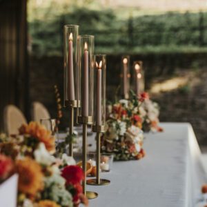 Kerzenständer mit Glasaufsatz in Gold 3er-Set