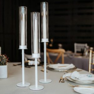 Kerzenständer mit Glasaufsatz in Weiß 3er-Set