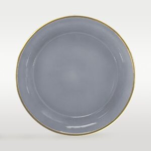 Platzteller “Minimal” in Dusty Blue mit Goldrand ⌀ 33cm