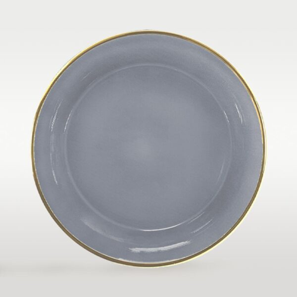 Platzteller “Minimal” in Dusty Blue mit Goldrand ⌀ 33cm