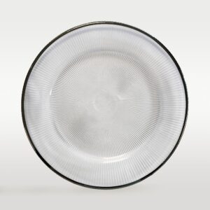 Platzteller aus Glas mit silbernen Rand geriffelt ⌀ 33 cm