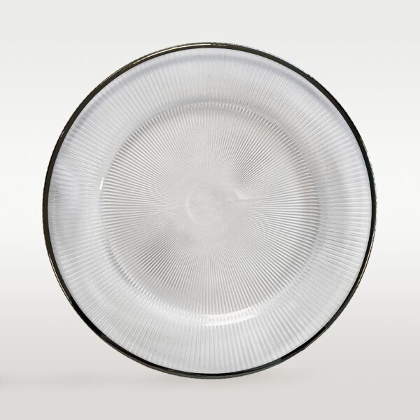 Platzteller aus Glas mit silbernen Rand geriffelt ⌀ 33 cm