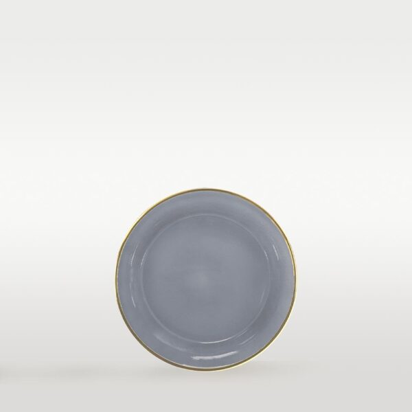 Brotteller “Minimal” in Dusty Blue mit Goldrand ⌀ 15,5cm
