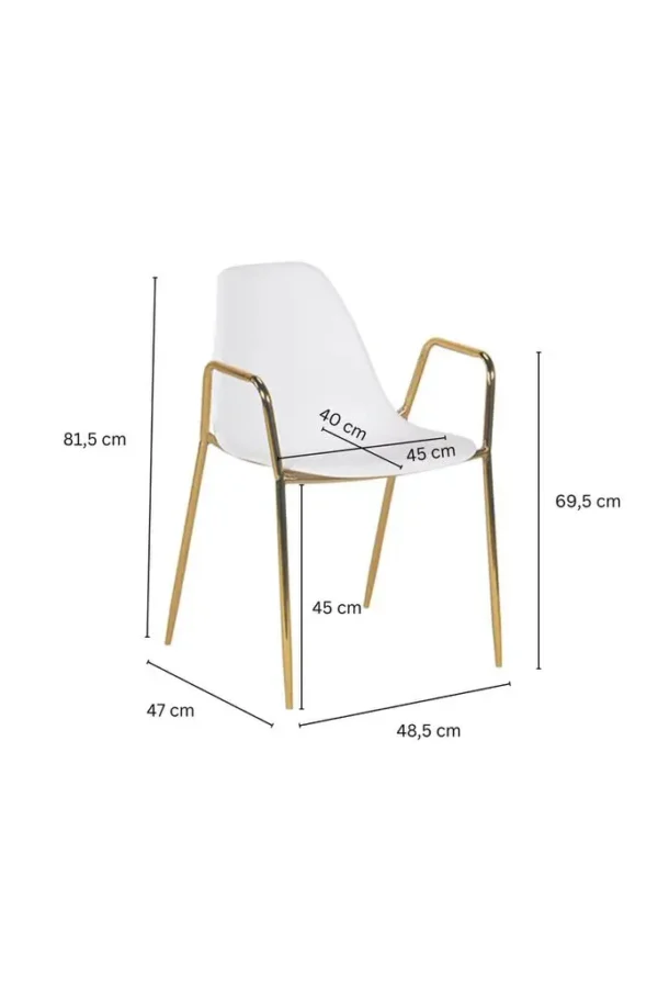 Stellar Stuhl in Weiß mit Rahmen in Gold – Bild 7