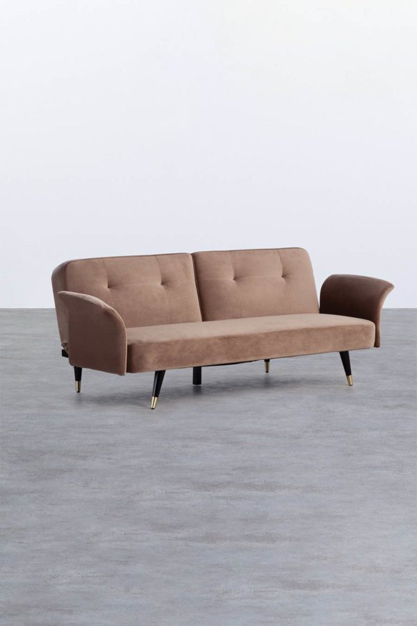 3-Sitzer Samt Sofa in Latte Macchiato