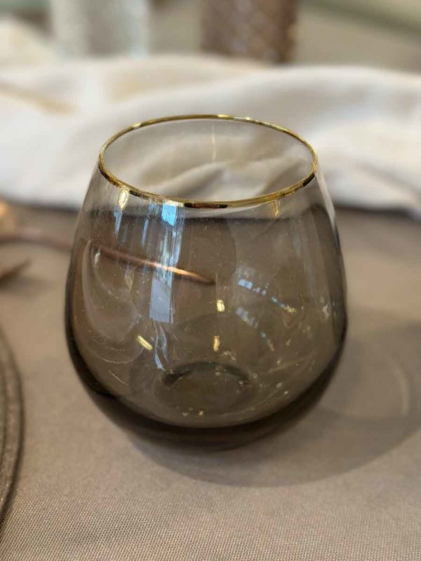 Wasserglas smokey grey mit Goldrand
