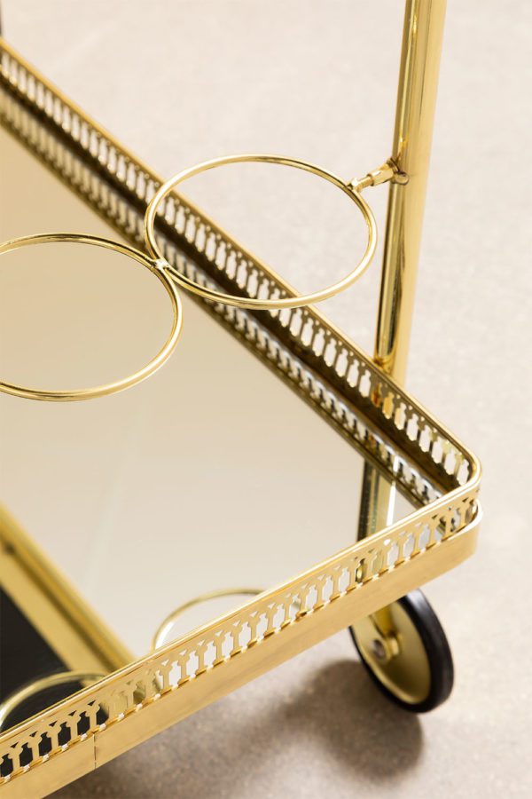 Servierwagen groß in gold mit Spiegelplatte – Bild 3