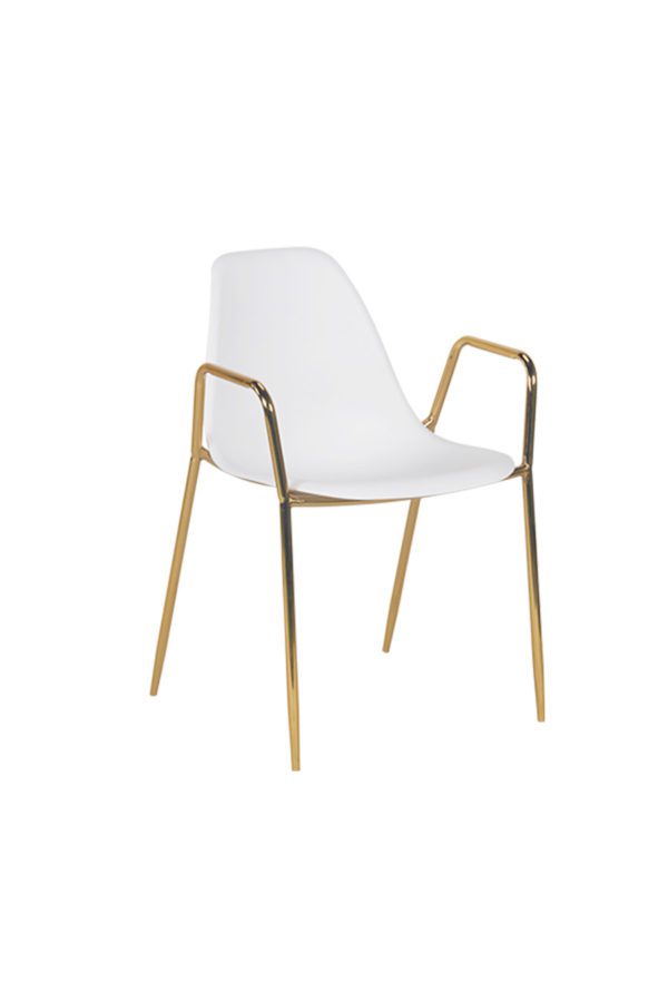 Stellar Chair in Weiß mit Rahmen in Gold