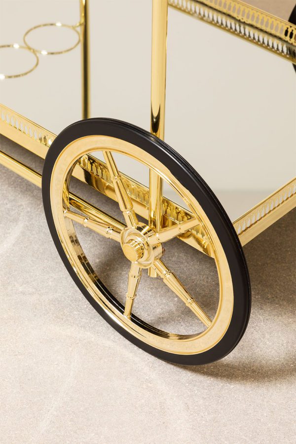 Servierwagen groß in gold mit Spiegelplatte – Bild 2