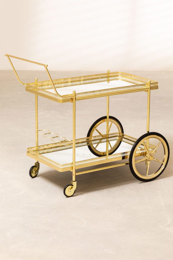Servierwagen groß in gold mit Spiegelplatte – Bild 4