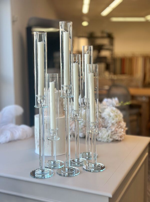 Kerzenständer aus Glas mit extralangen Glasaufsatz 6er Set