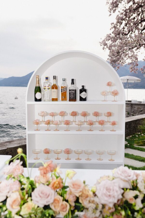 Bar Rückbuffet "round arch" für Gläser 120x210x42cm weiß