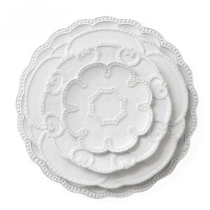 4tlg. Porzellan Teller-Set: Royal Flower White