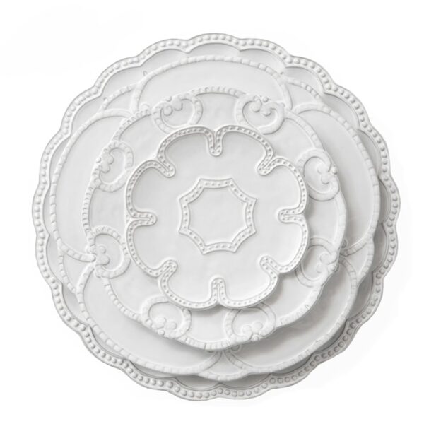 4tlg. Porzellan Teller-Set: Royal Flower White