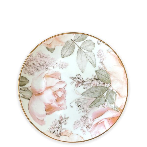 4tlg. Porzellan Teller-Set Rose Flower goldrand – Bild 4
