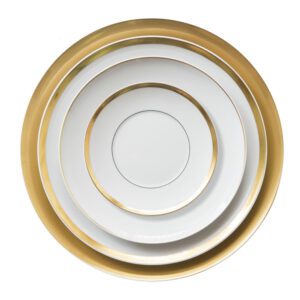 4tlg. Porzellan Teller-Set Shine Gold mit goldrand