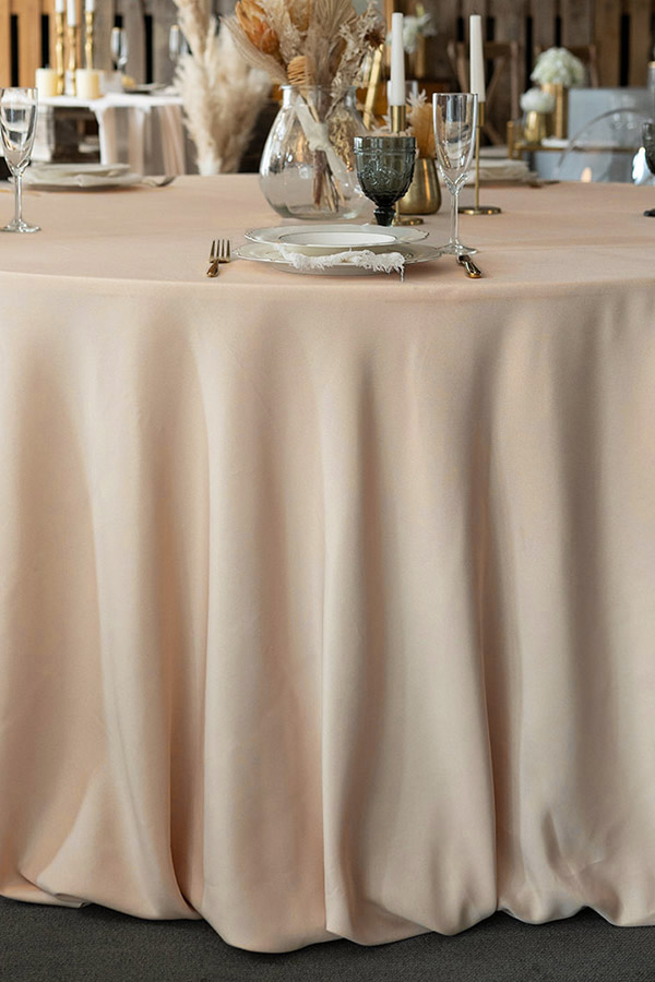 Runde Tischdecke aus Polyester in Latte Macchiato Beige mieten
