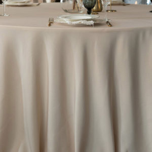 Runde Tischdecke aus Polyester in beige, Durchmesser 300cm